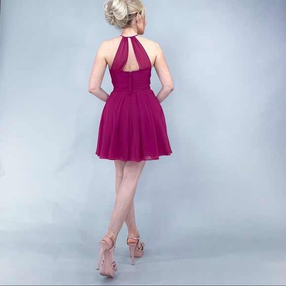 Azazie Halter Cocktail Bridesmaid Dress - Picture 6 of 14